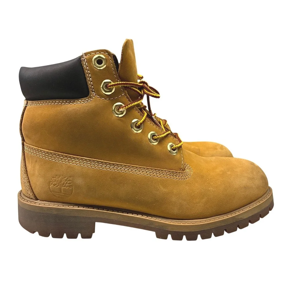 Timberland 6 Inch Premium Waterproof Boots Youth 4.5 Brown Nubuck Leather